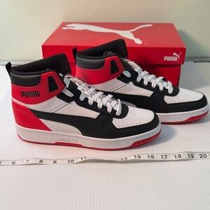 PUMA Men's Hi-Top Sneakers - Black, White, Red